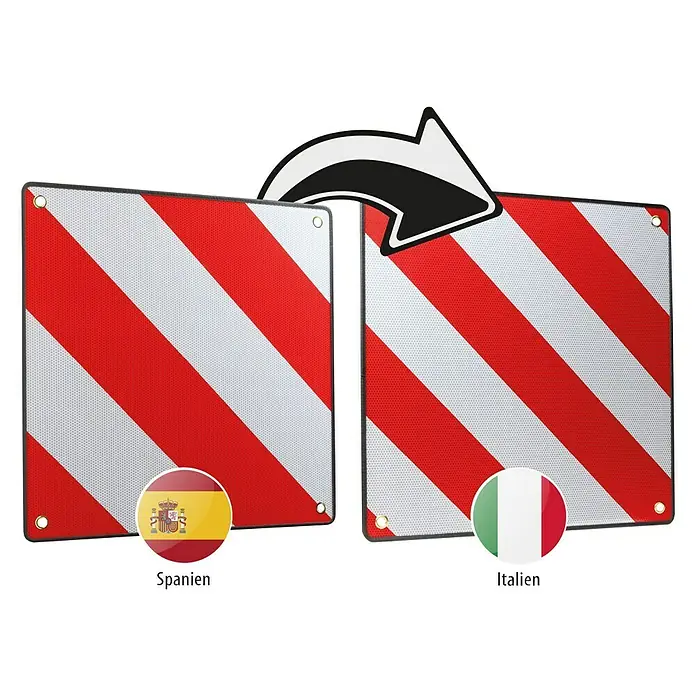 Calima Warntafel - L x B: 50 x 50 cm, Doppelseitig, Geeignet für: Einsatz in Spanien & Italien - Diagonale Ansicht