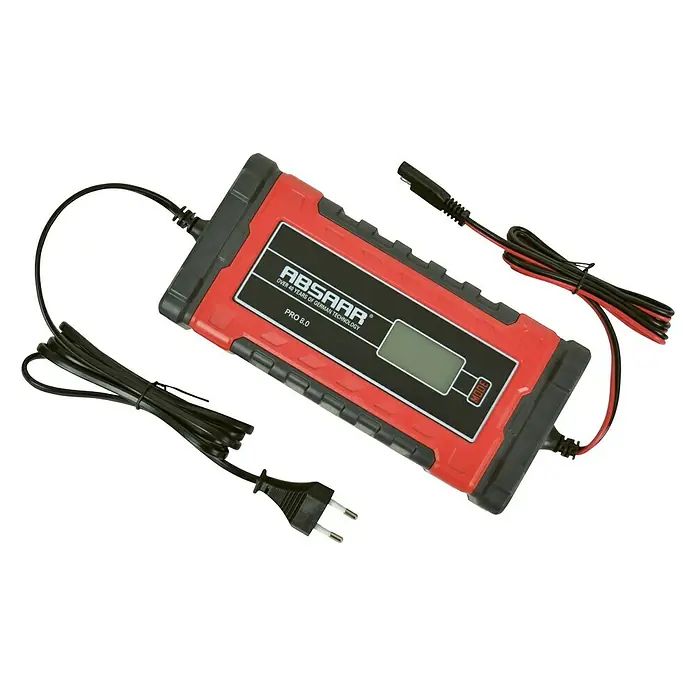 Absaar Acculader Smartlader 8.0 8A 12/24V - Uitgangsspanning: 12 V/24 V, Laadstroom: 8 A, Geschikt voor: Alle batterijtypes - Diagonaal zicht