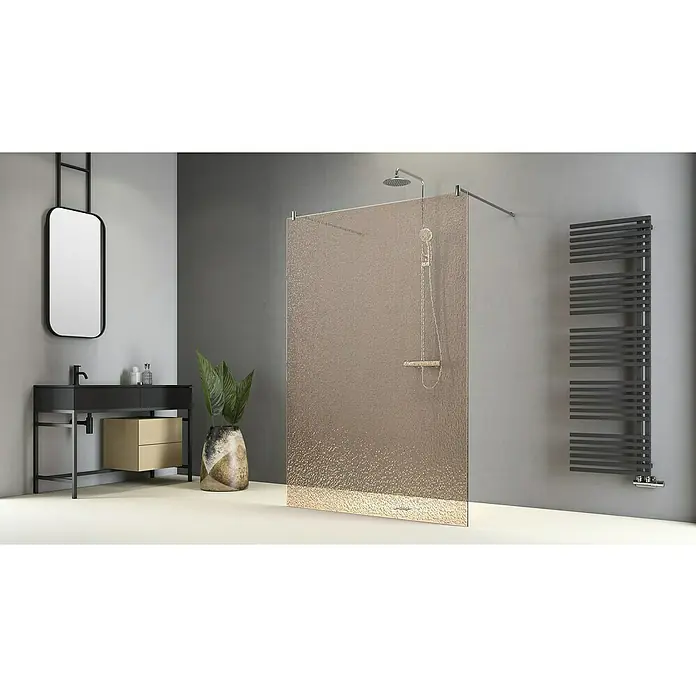 Camargue Duschwand Crash-Glas - 140 x 200 cm, Beschichtet, Stärke: 12,5 mm, Bronze - Stimmungsaufnahme