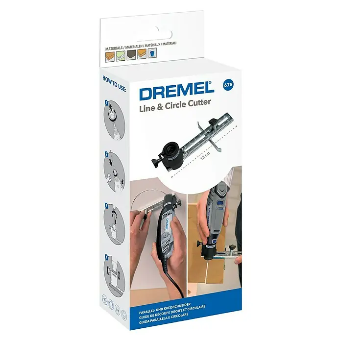 Dremel Parallel- & Kreisschneider Mod. 678 - Passend für: Dremel Multifunktionsgeräte, Max. Schneiddurchmesser: 300 mm - Diagonale Ansicht