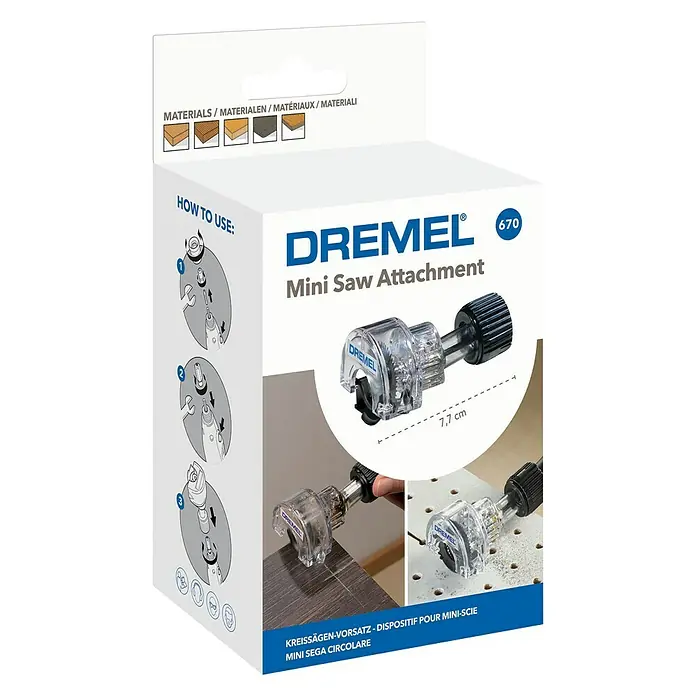 Dremel Kreissäge-Vorsatz Mod. 670 - Schnitttiefe: 6,4 mm - Diagonale Ansicht