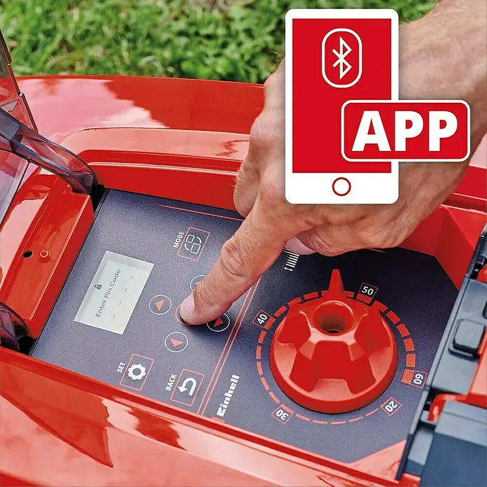 Einhell Expert Mähroboter Freelexo 750 LCD BT+ - 18 V, Li-Ionen Power X-Change, 3 Ah, 1 Akku - Detailaufnahme