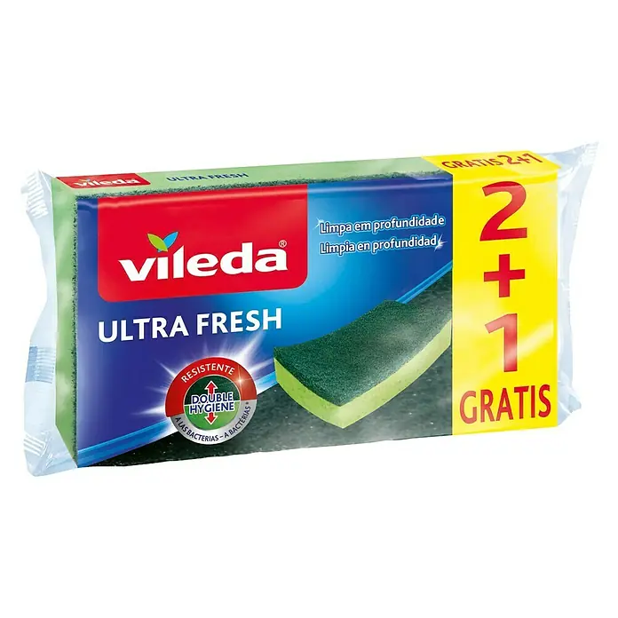 Vileda Estropajo Ultra Fresh 2+1 - 3 uds. - Vista angular