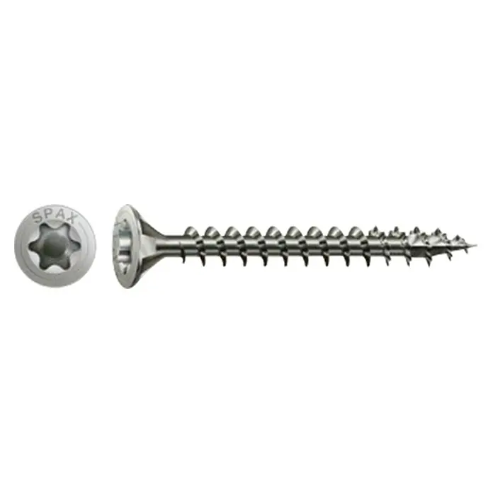 Spax Tornillo avellanado T-Star plus Tornillo avellanado Inoxidable - Ø x L: 4 x 50 mm, Acero inoxidable, 25 uds., Rosca completa - Vista descendente