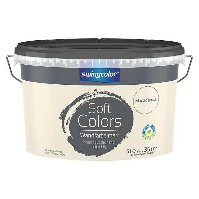 swingcolor Soft Colors Wandfarbe - Macadamia, 5 l, Matt - Vorderansicht