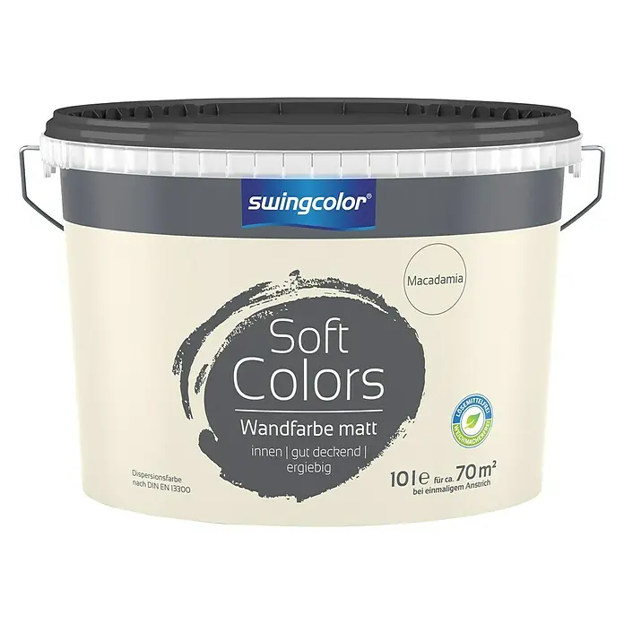 swingcolor Soft Colors Wandfarbe - Macadamia, 10 l, Matt - Vorderansicht