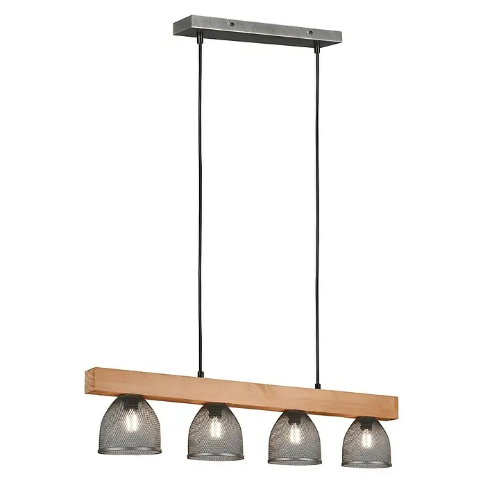 Reality Leuchten Pendelleuchte Cestino - 28 W, L x B x H: 12 x 75 x 150 cm, Nickel, E14 - Diagonale Ansicht