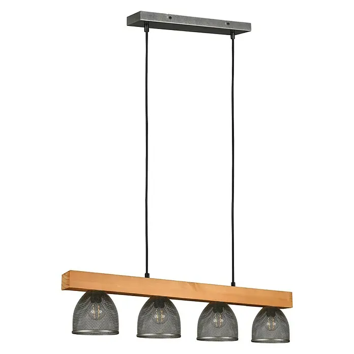 Reality Leuchten Pendelleuchte Cestino - 28 W, L x B x H: 12 x 75 x 150 cm, Nickel, E14 - Diagonale Ansicht