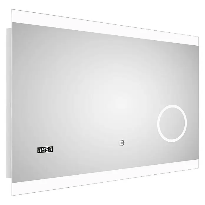 DSK LED-Lichtspiegel Silver Shine 2.0 - 80 x 60 cm, Berührungssensor - Diagonale Ansicht