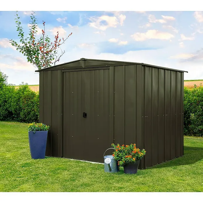 Spacemaker Gerätehaus Onyx 8x6 - 254 cm, 181 cm, Stahl, Onyxschwarz - Stimmungsaufnahme