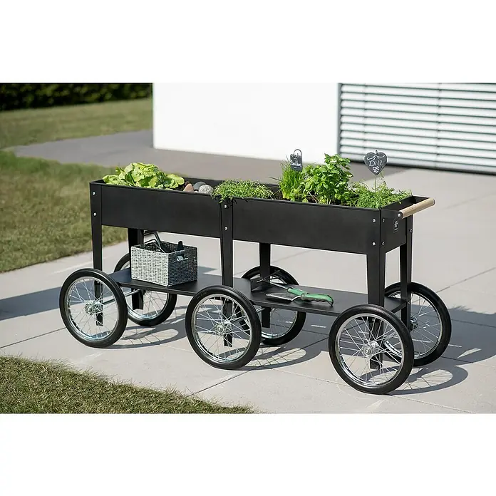 Herstera_Garden Kräuterhochbeet Wheels - L x B x H: 186 x 50 x 80 cm, Schwarz - Stimmungsaufnahme
