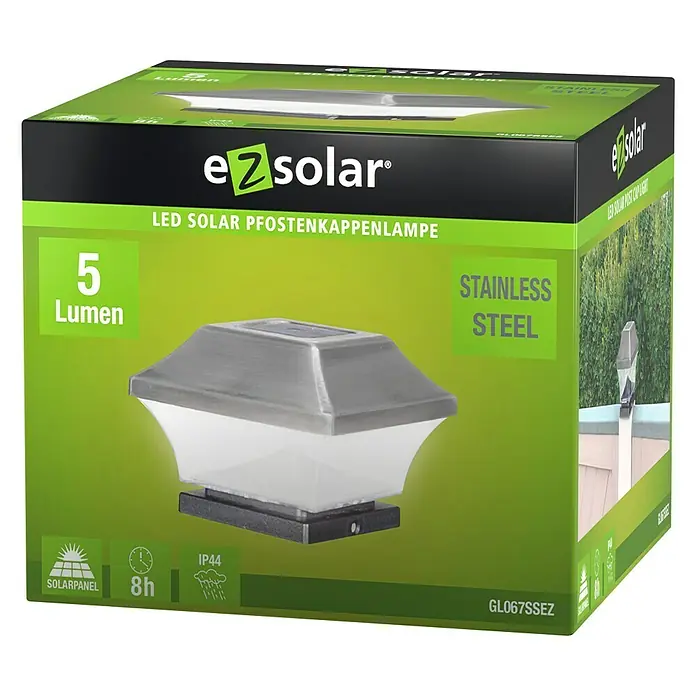 Duracell Solarna svjetiljka - 1 Kom., LED, Srebrne boje, Visina: 9,5 cm - Dijagonalni pogled