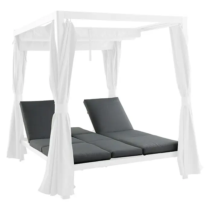 Sunfun Loungeliege Daybed India - L x B x H: 206 x 167 x 200 cm, Aluminium/Polyester, Anthrazit/Weiß - Diagonale Ansicht
