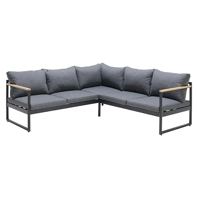 SENSUM Conjunto de muebles Bergby - 3 piezas, Aluminio/Eucalipto, Antracita/Roble claro - Vista frontal