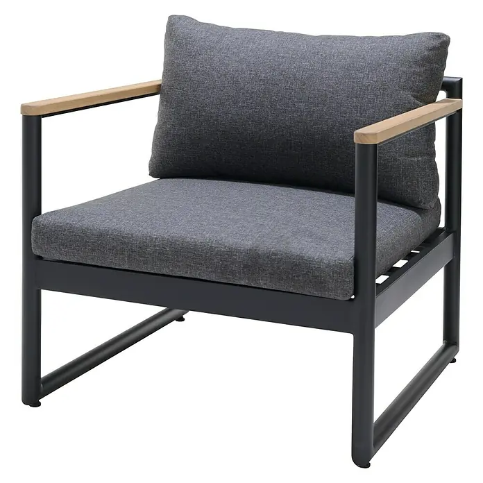 SENSUM Loungesessel Bergby - B x T x H: 70,7 x 70,7 x 65 cm, Aluminium, Anthrazit - Diagonale Ansicht