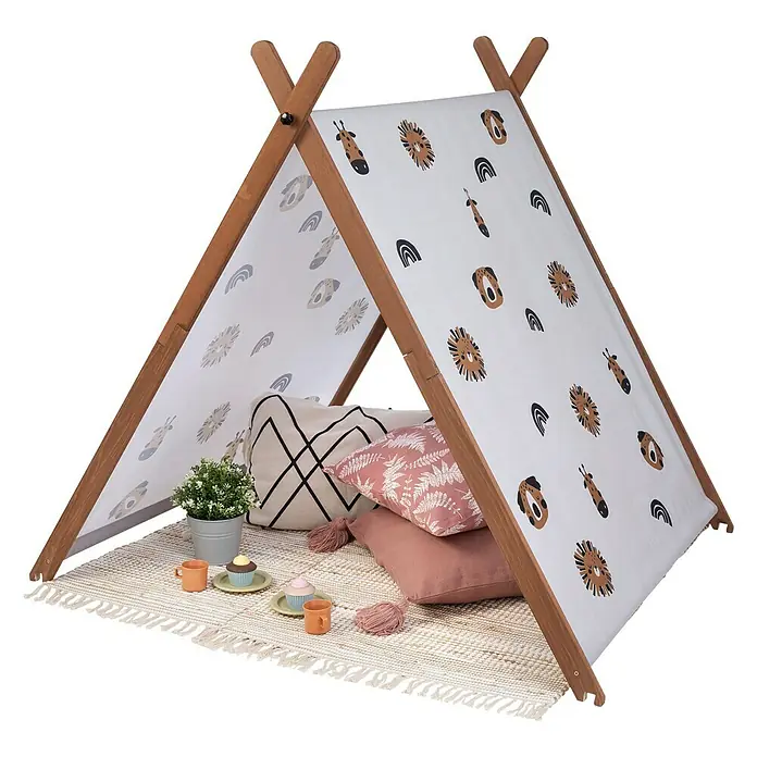 Muddy Buddy Sandkasten Safari Seeker - 140 x 120 x 140 cm, Holz, Kakaobraun - Diagonale Ansicht