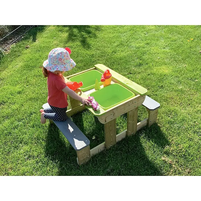 Wendi Toys Dječji stol za piknik - D x Š x V: 80 x 100 x 53 cm, Prirodna-zelena - Proizvod u upotrebi