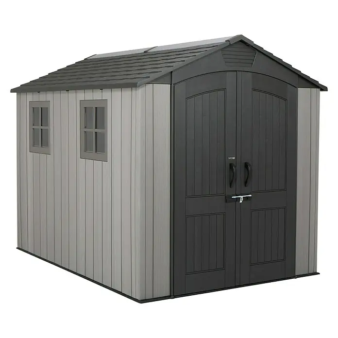 Lifetime Gerätehaus Luna - 213 cm, 285 cm, Stahl, Dunkelgrau - Diagonale Ansicht