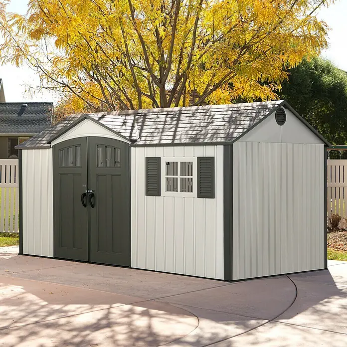 Lifetime Gerätehaus Texas - 381 cm, 244 cm, Kunststoff, Lichtgrau - Stimmungsaufnahme
