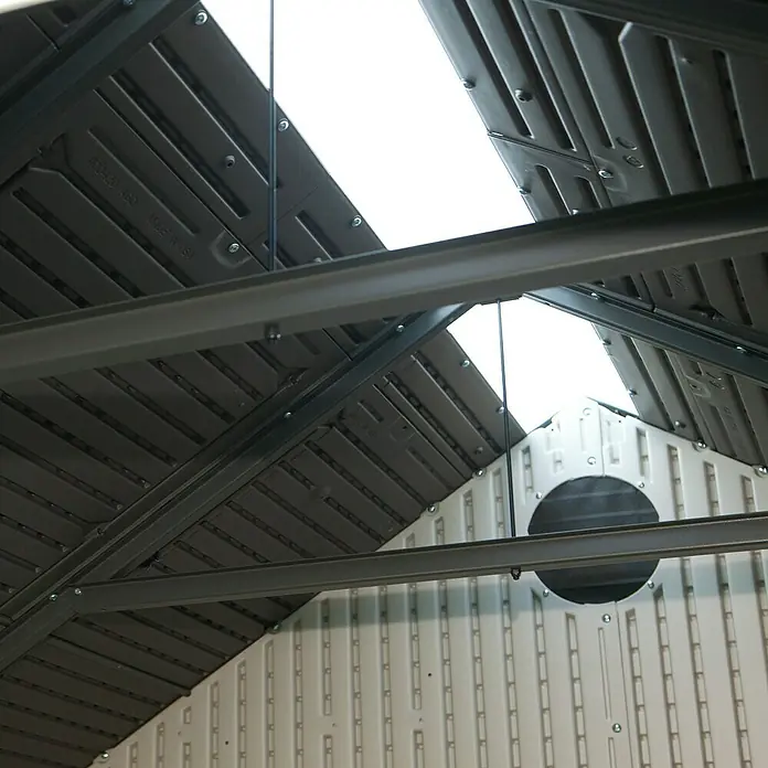 Lifetime Gerätehaus Texas - 381 cm, 244 cm, Kunststoff, Lichtgrau - Detailaufnahme