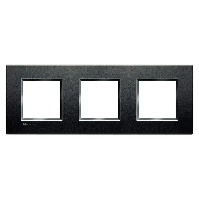 Bticino Living Light Marco 2 módulos - Antracita, x 3, Montaje en la pared - Vista frontal