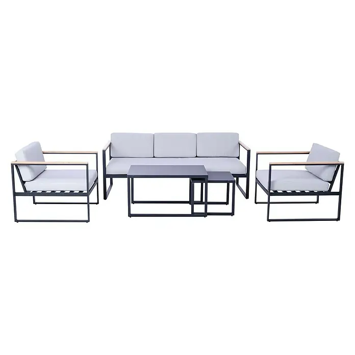 SENSUM Conjunto de muebles Inari - 5 piezas, Aluminio, Negro - Vista frontal