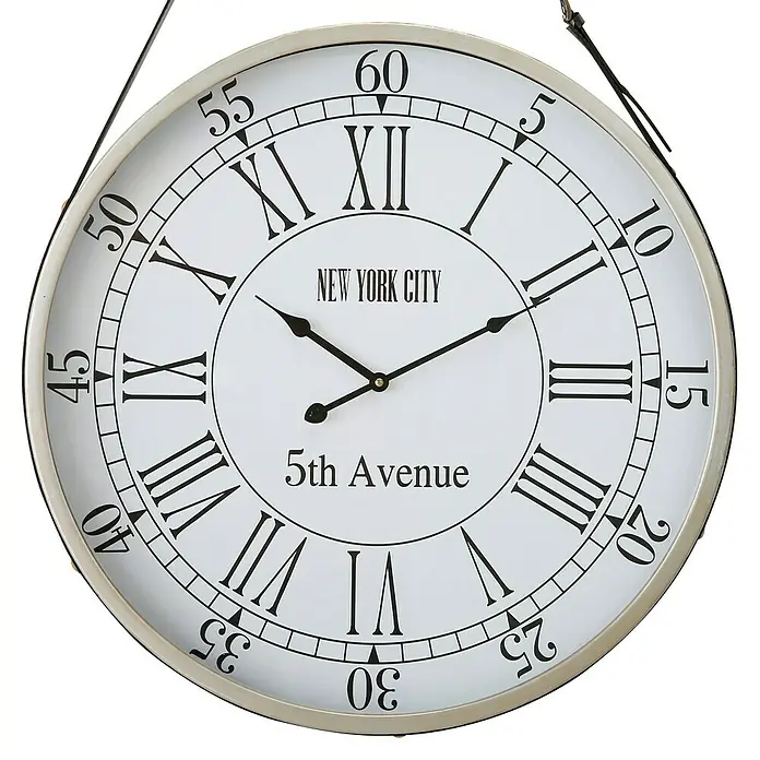 Wanduhr rund Astoria - Weiß/Silber, Durchmesser: 60 cm - Vorderansicht