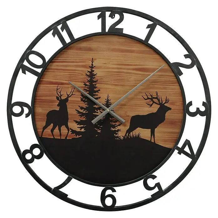 Boltze Wanduhr rund Ludwig - Braun/Schwarz, Durchmesser: 70 cm - Vorderansicht