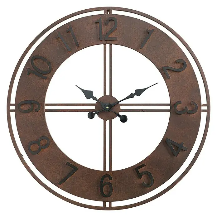 Boltze Wanduhr rund Hudson - Braun/Schwarz, Durchmesser: 76 cm - Vorderansicht