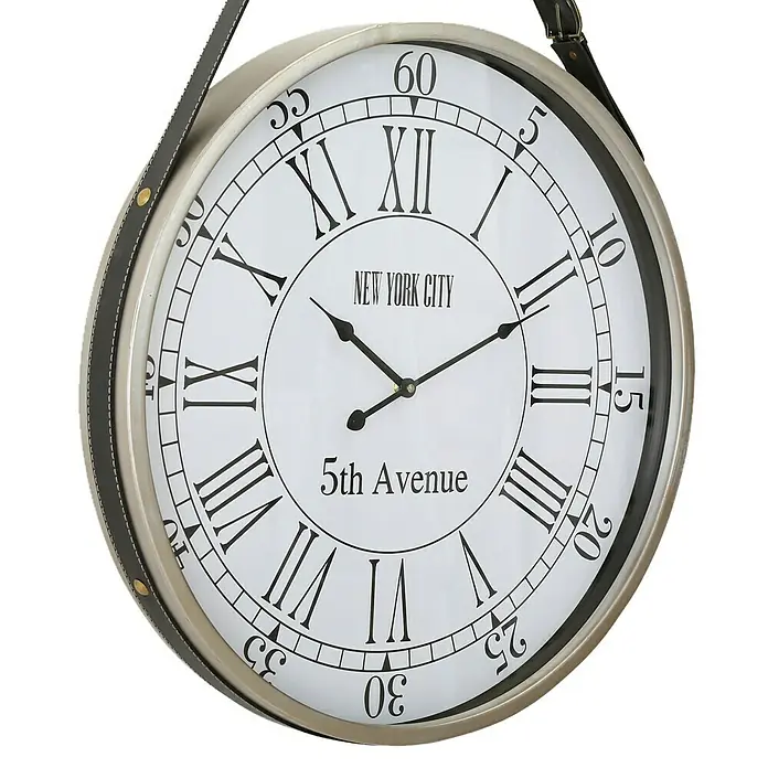 Wanduhr rund Astoria - Weiß/Silber, Durchmesser: 60 cm - Diagonale Ansicht