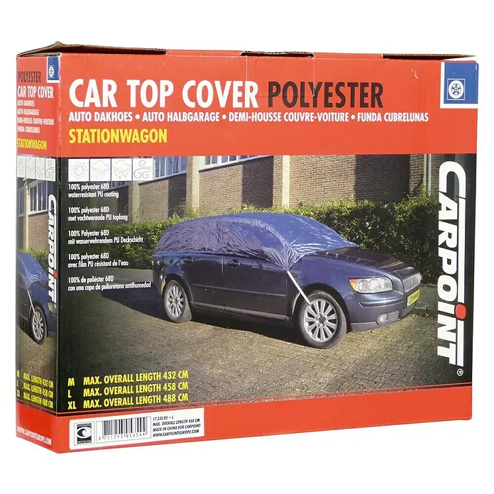 Carpoint Autohoes Dak Stationwagon Polyester L 322 x 175 x 45 cm - Materiaal: Polyester, Kleur: Blauw - Diagonaal zicht