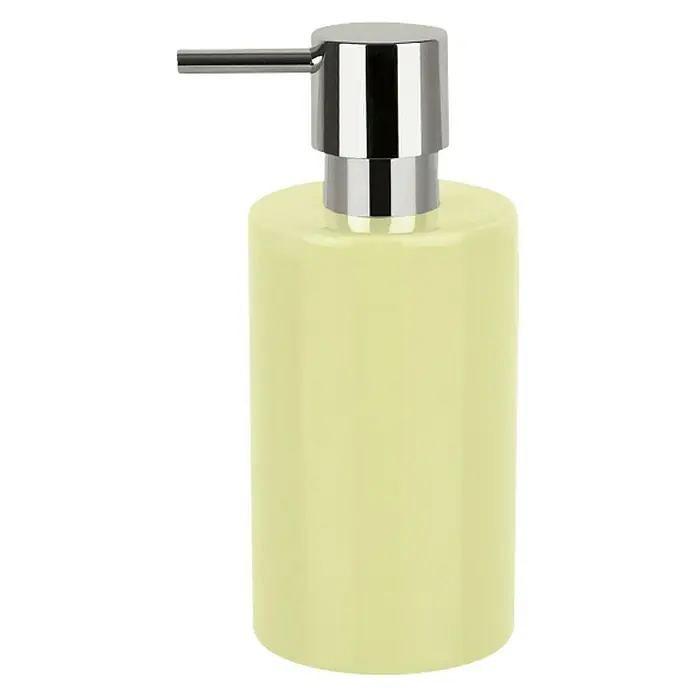 Spirella Tube Dispensador de jabón - Gres porcelánico, Amarillo claro - Vista frontal