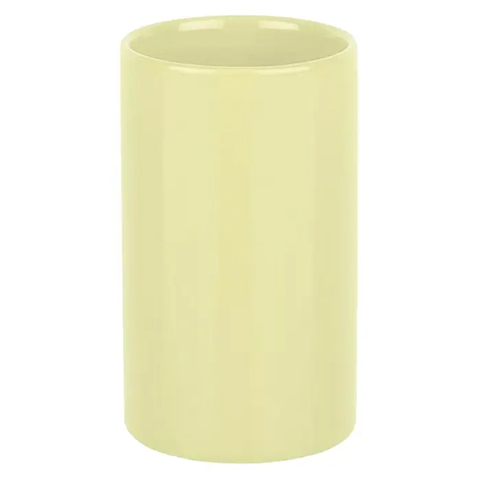 Spirella Tube Vaso de encimera - Gres porcelánico, Amarillo claro - Vista frontal