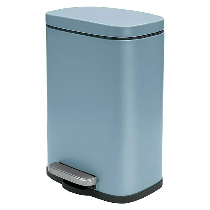 Spirella Cubo con pedal Akira - 5 l, Azul, Rectangular, Acero inoxidable - Vista angular