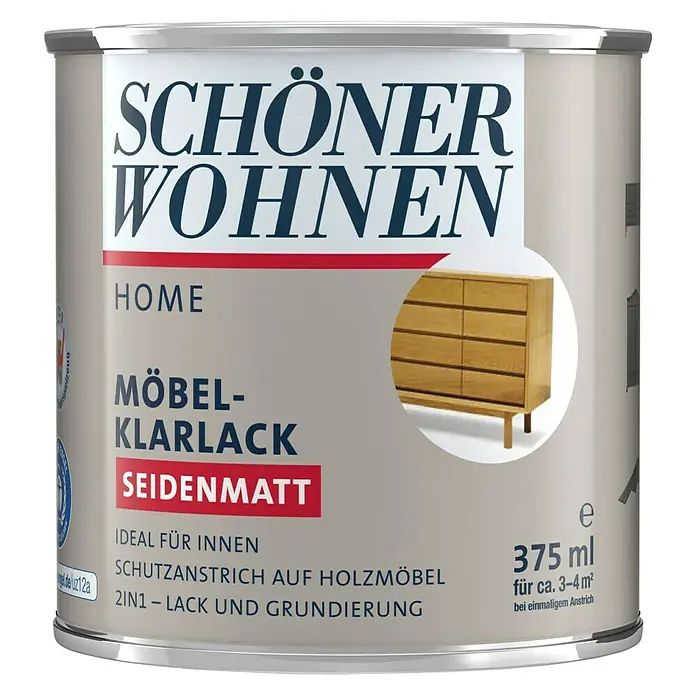SCHÖNER WOHNEN-Farbe Home Möbel-Klarlack - Seidenmatt, 375 ml, Farblos - Vorderansicht