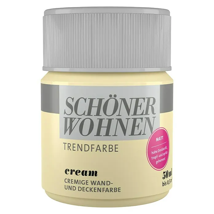 SCHÖNER WOHNEN-Farbe Wandfarbe Trendfarbe Tester - Cream, 50 ml, Matt - Vorderansicht