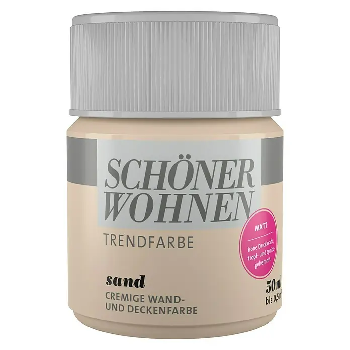 SCHÖNER WOHNEN-Farbe Wandfarbe Trendfarbe Tester - Sand, 50 ml, Matt - Vorderansicht