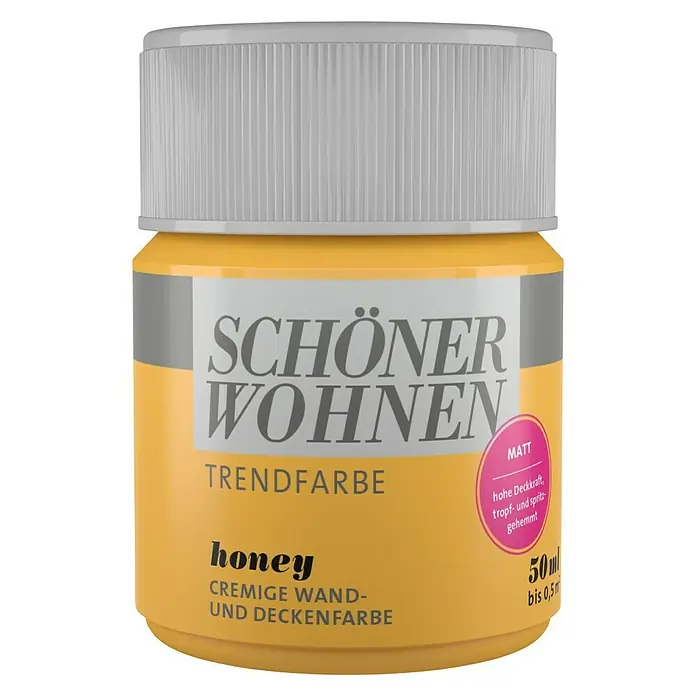 SCHÖNER WOHNEN-Farbe Wandfarbe Trendfarbe Tester - Honey, 50 ml, Matt - Vorderansicht