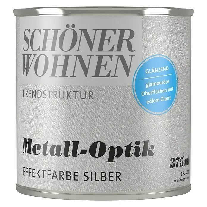 SCHÖNER WOHNEN-Farbe Trendstruktur Effektfarbe Trendstruktur - Metalloptik, Silber, 375 ml, Glänzend - Vorderansicht