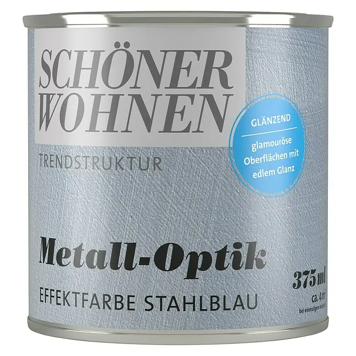 SCHÖNER WOHNEN-Farbe Trendstruktur Effektfarbe Trendstruktur - Metalloptik, Stahlblau, 375 ml, Glänzend - Vorderansicht