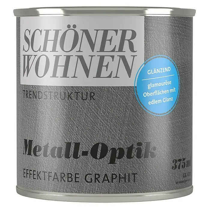 SCHÖNER WOHNEN-Farbe Trendstruktur Effektfarbe Trendstruktur - Metalloptik, Graphit, 375 ml, Glänzend - Vorderansicht
