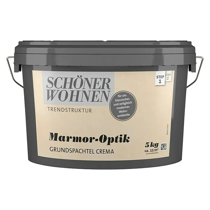 SCHÖNER WOHNEN-Farbe Trendstruktur Grundspachtel Trendstruktur - Marmoroptik, 5 kg, Crema, Matt - Vorderansicht