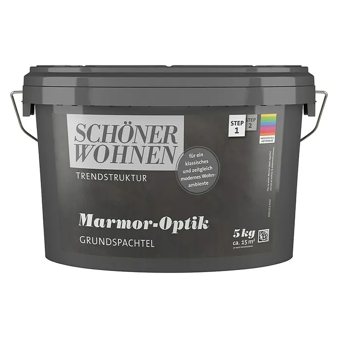 SCHÖNER WOHNEN-Farbe Trendstruktur Grundspachtel - Marmoroptik, 5 kg, Grundfarbe zum Abtönen, Matt - Vorderansicht
