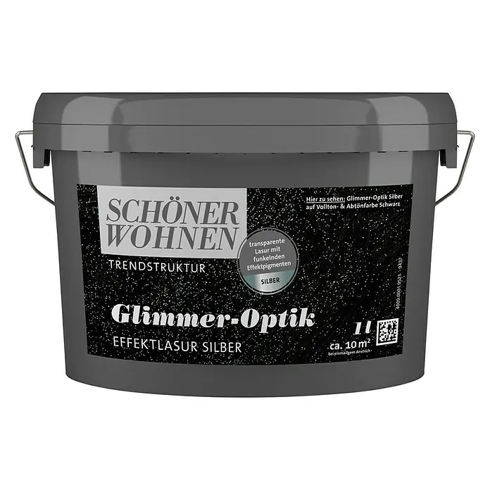 SCHÖNER WOHNEN-Farbe Trendstruktur Effektlasur Trendstruktur - Glimmer-Optik, Silber, Transparent, 1 l, Transparent - Vorderansicht