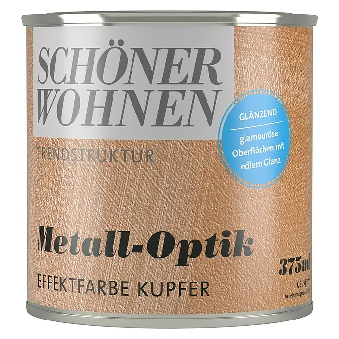 SCHÖNER WOHNEN-Farbe Trendstruktur Effektfarbe Trendstruktur - Metalloptik, Kupfer, 375 ml, Glänzend - Vorderansicht