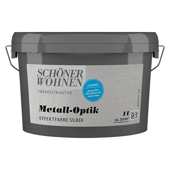 SCHÖNER WOHNEN-Farbe Trendstruktur Effektfarbe Trendstruktur - Metalloptik, Silber, 1 l, Glänzend - Vorderansicht