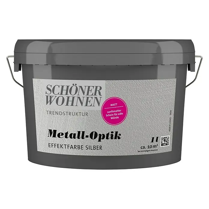 SCHÖNER WOHNEN-Farbe Trendstruktur Effektfarbe - Metalloptik, Silber, 1 l, Matt - Vorderansicht