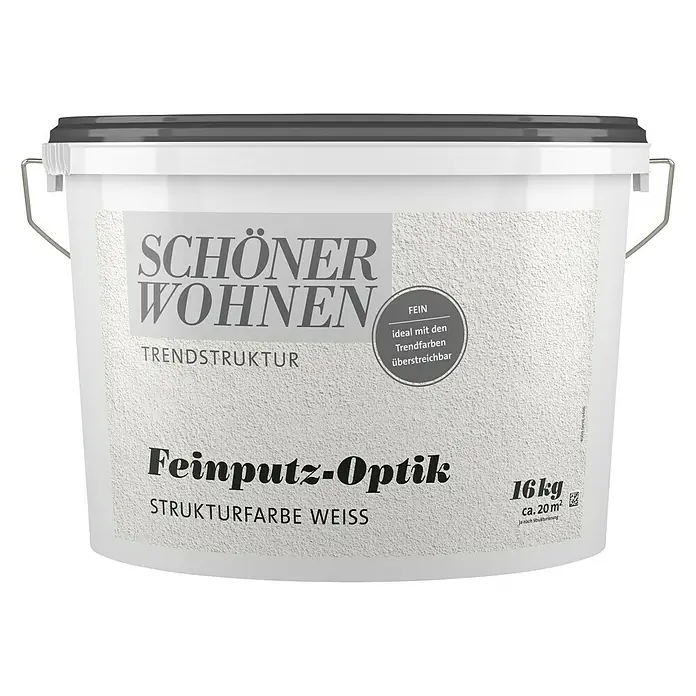 SCHÖNER WOHNEN-Farbe Trendstruktur Strukturfarbe Trendstruktur - Feinputz-Optik, Weiß, 16 kg, Korngröße: Ca. 1 mm - Vorderansicht