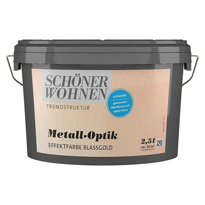 SCHÖNER WOHNEN-Farbe Trendstruktur Effektfarbe Trendstruktur - Metalloptik, Blassgold, 2,5 l, Glänzend - Vorderansicht