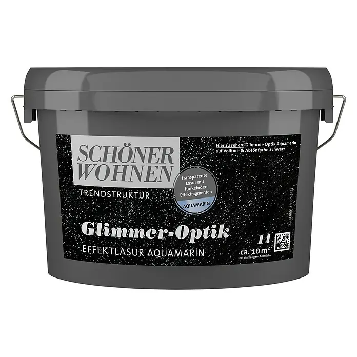 SCHÖNER WOHNEN-Farbe Trendstruktur Effektlasur - Glimmer-Optik, Aquamarin, 1 l, Transparent - Vorderansicht